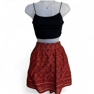 Sonoma Red Patterned Skater Skirt